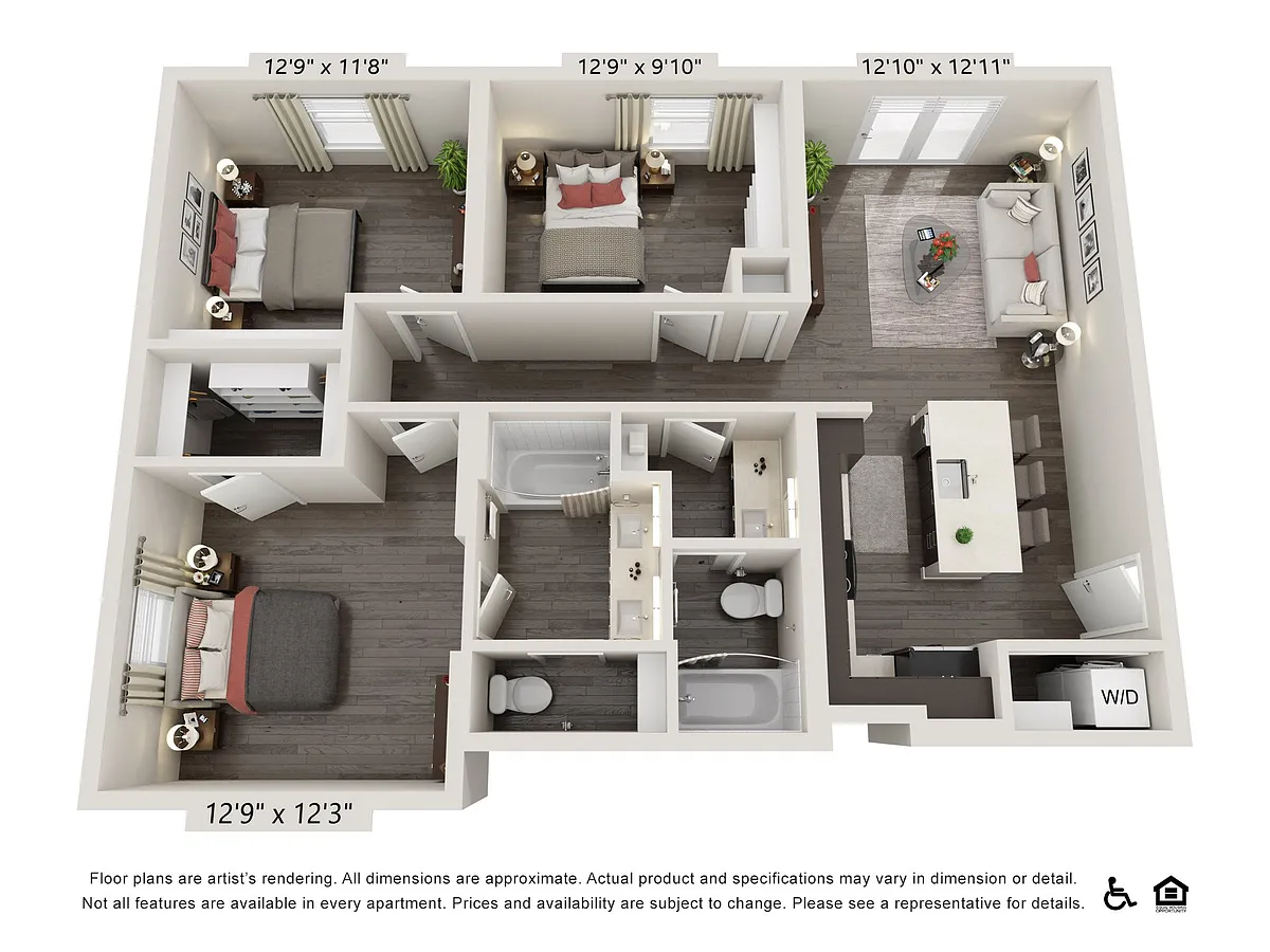 Floor plan 3 Bedrooms 1109