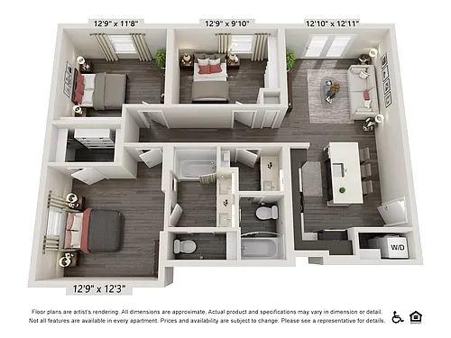 Floor plan 3 Bedrooms 1109