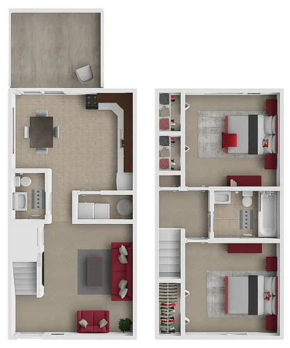 Floor plan 2 Bedroom 1.5 Bathroom