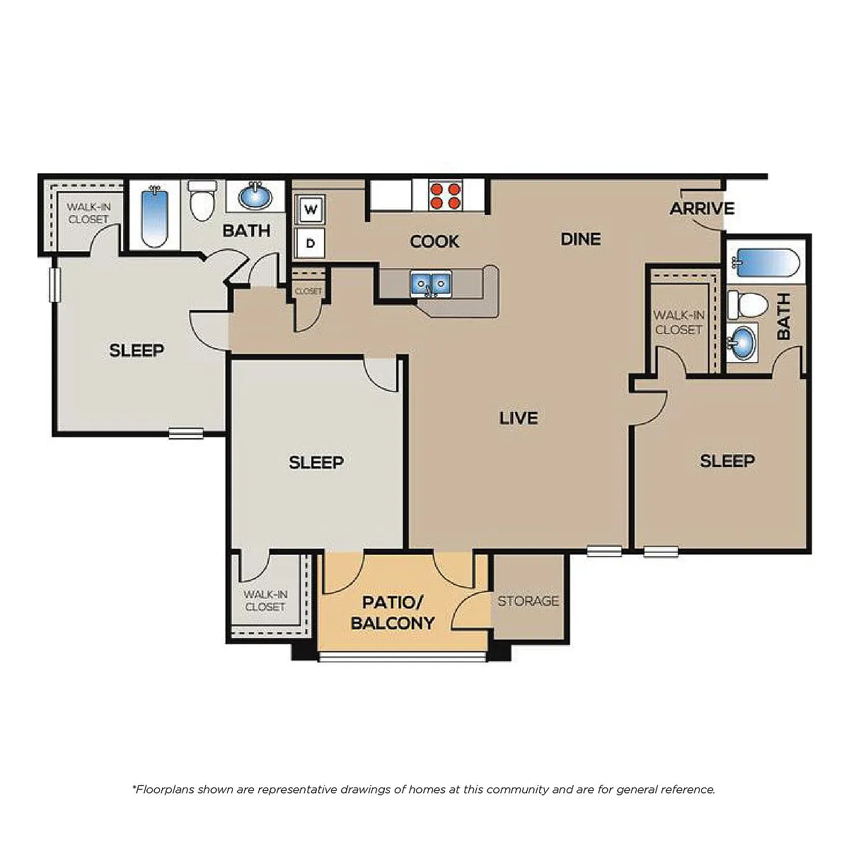 Floor plan 3 Bed - 2 Bath LG