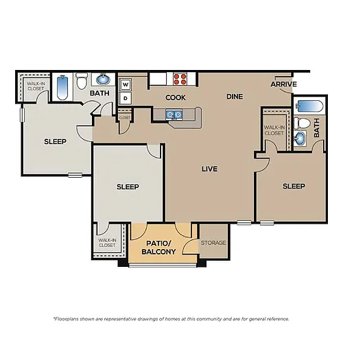 Floor plan 3 Bed - 2 Bath LG