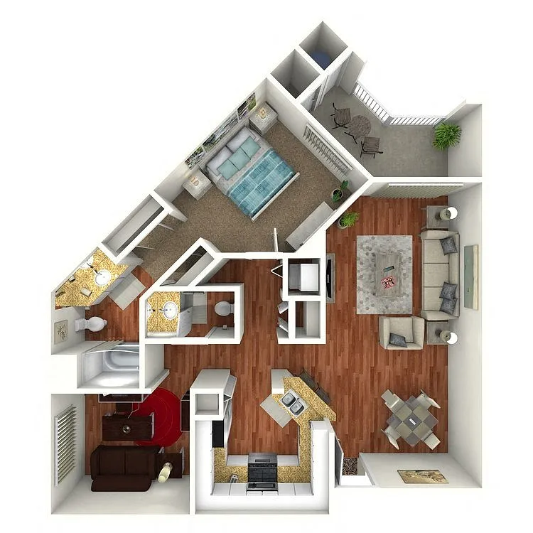 Floor plan 1 Bedroom Den