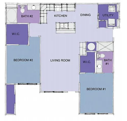 Floor plan Two Bedroom Lux