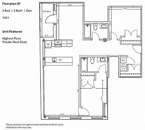 Floor plan 2BR Den 2G