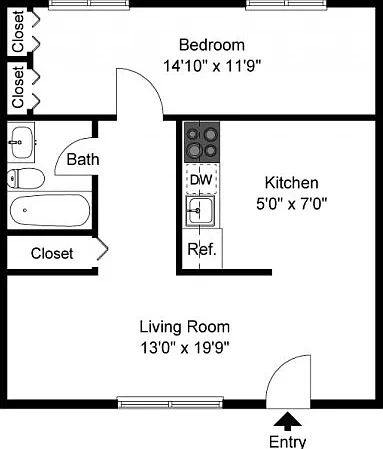 One bedroom floor plan One bedroom floor plan
