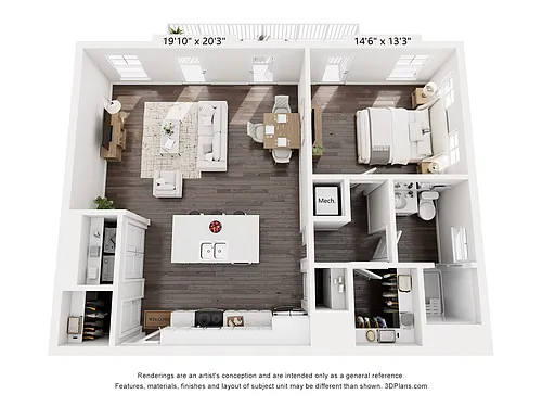 Floor plan The Gable - 2D - 1x1