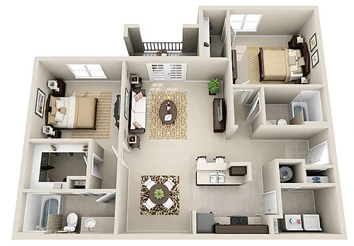 Floor plan 2 BED 2 BATH