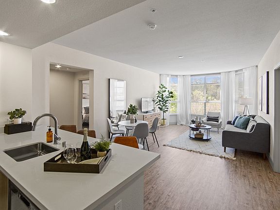 Unit Kitchen and Living Room Space at Aventine Apartments in Hercules, CA 94547