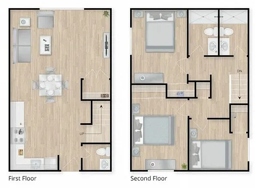 Floor plan 2 Bed, 2.5 Bath