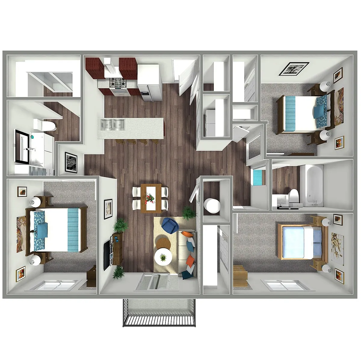 Floor plan 3 Bed, 2 Bath