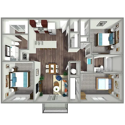 Floor plan 3 Bed, 2 Bath