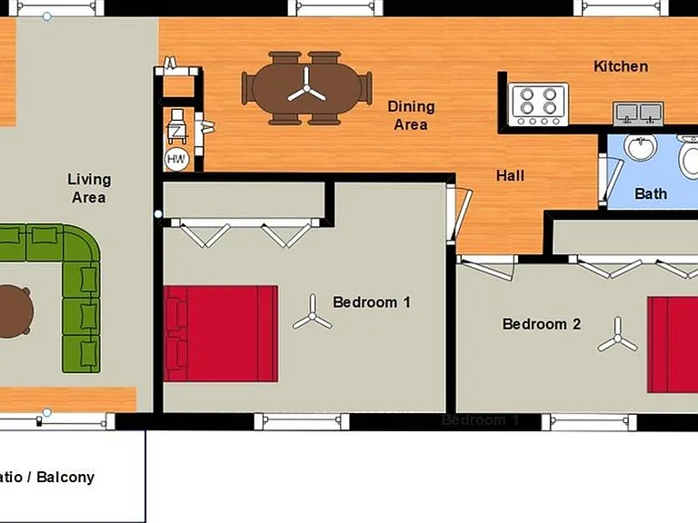 2 BR, 1 Ba Flat Floorplan 2 BR, 1 Ba Flat Floorplan
