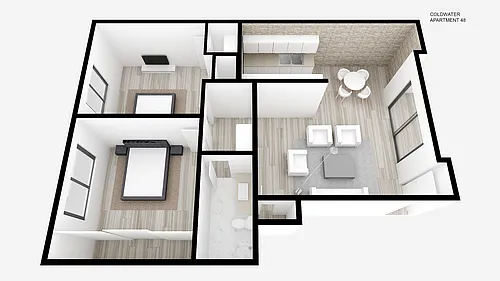 Floor plan Two Bed ~ One Bath