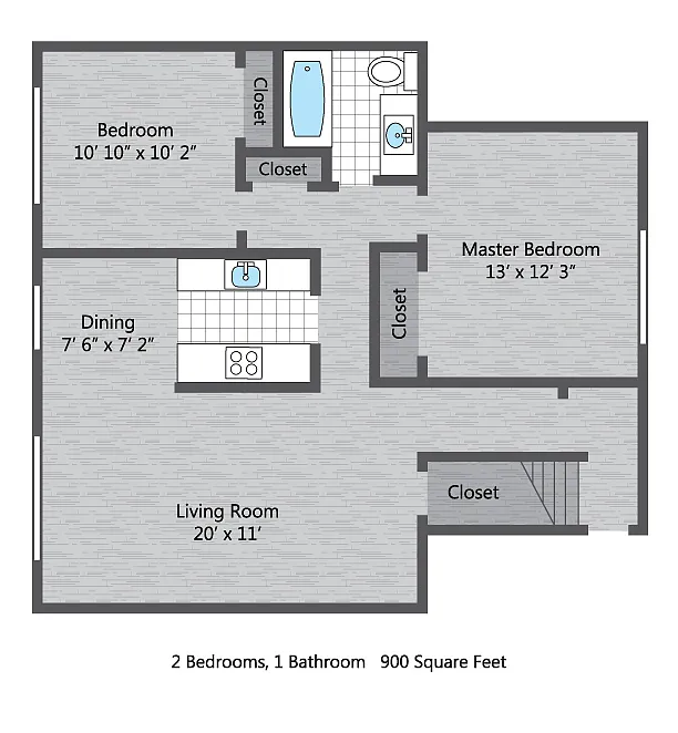 Floor plan 2 BR/ 1 BA