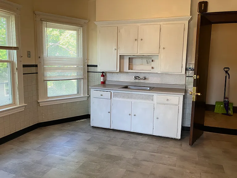 Kitchen sink and hallway