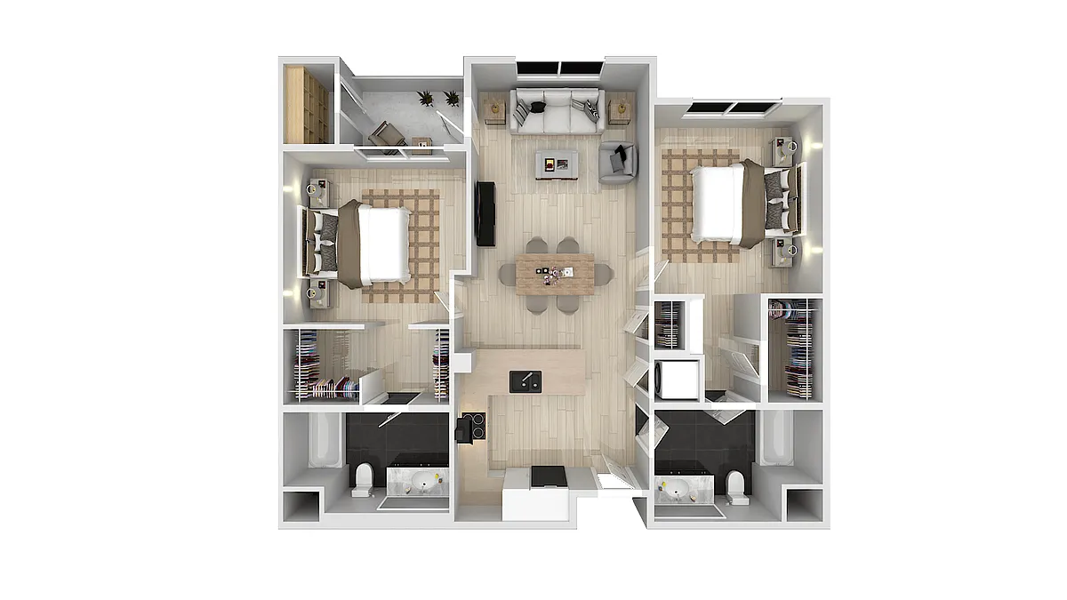 Floor plan 2 Bedroom 2 Bath B