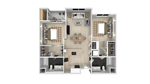Floor plan 2 Bedroom 2 Bath B