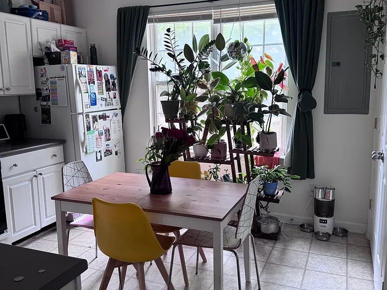 Kitchen table and fridge