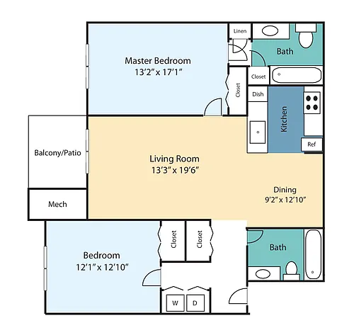 Floor plan Two Bedroom Myrtle