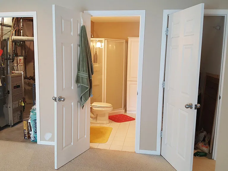 Basement storage, mechanical and Bathroom