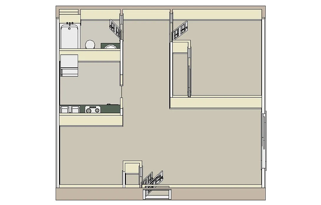 Floor plan 101 - 1 Bdrm, 1 Bath