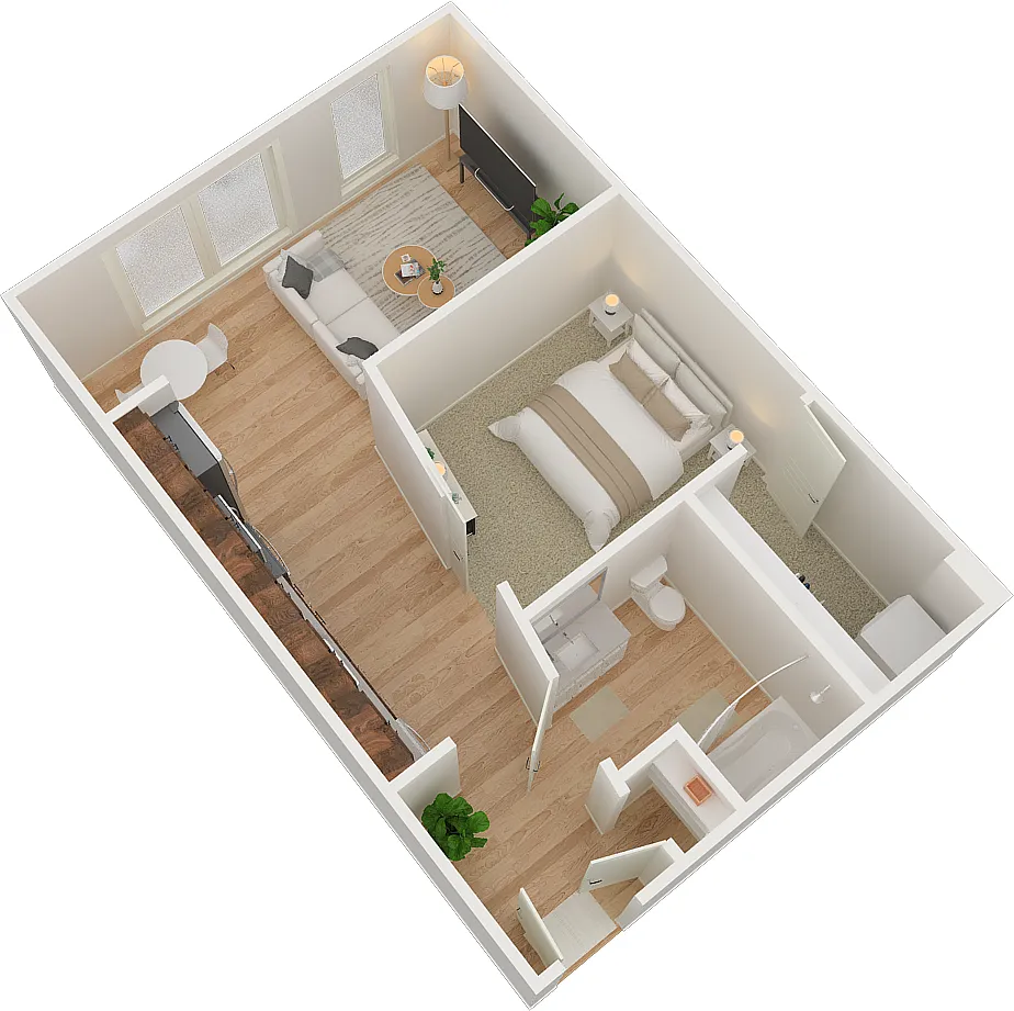 Floor plan 1 Bed 1 Bath A