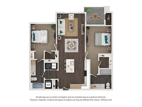 Floor plan B1 2x2 1068-1073 SF