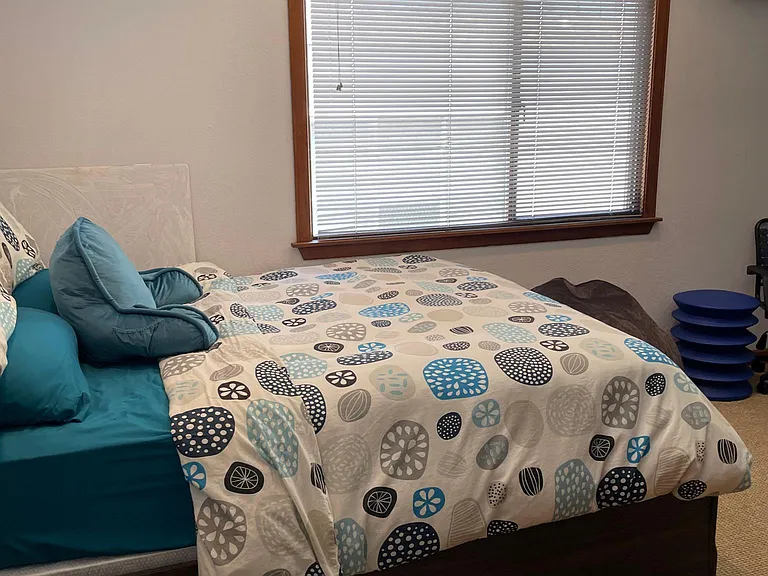 Second bedroom is ideal as a bedroom or at home office. Great builtin shelving. Mini split air conditioner.