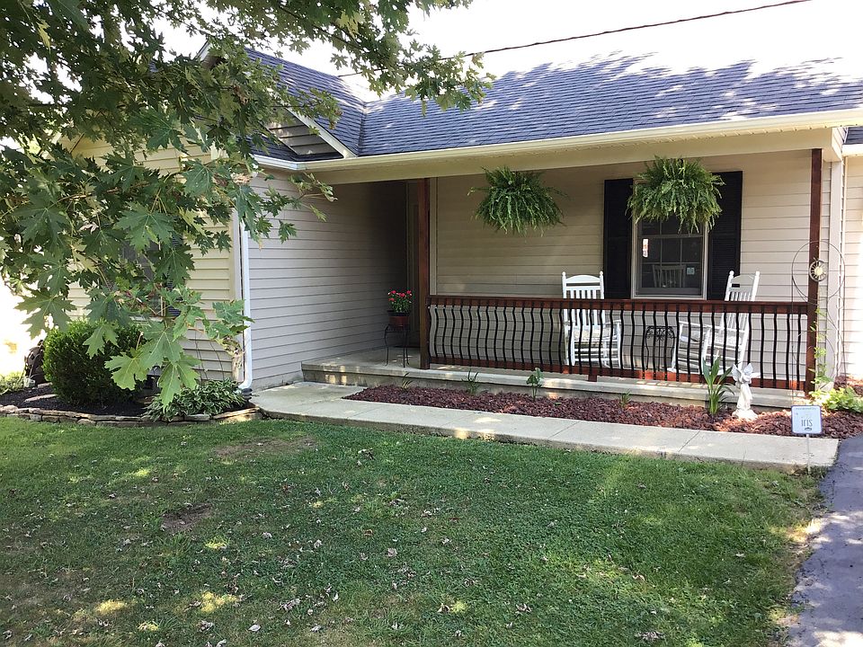 Stained wood front porch