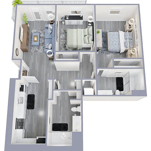Floor plan 2 Bedrooms, 2 Bathrooms