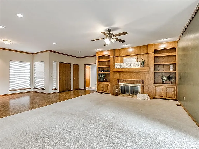 Living room with gas fireplace.