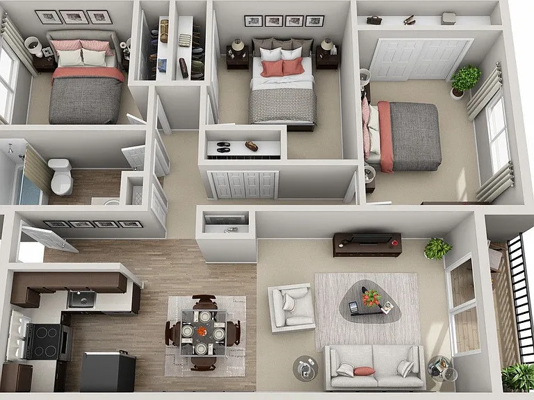3 BEDROOM floor plan The Alden