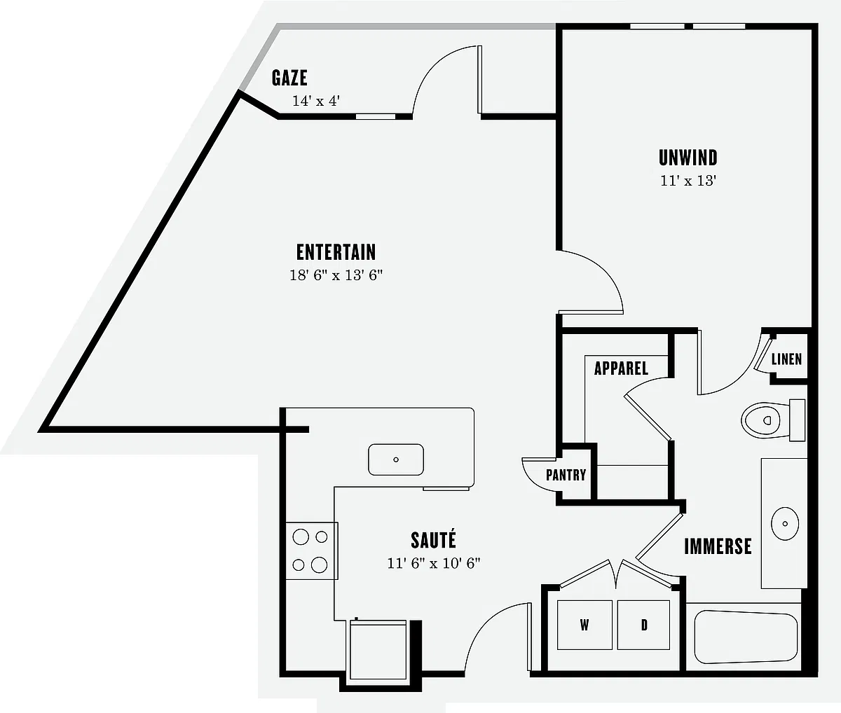 Floor plan One Bedroom One Bath