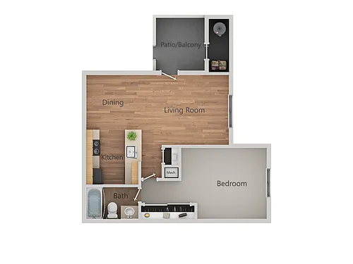 Floor plan 1 Bedroom 1 Bath