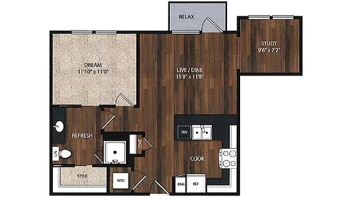 Floor plan Phase II 1x1 + Study U