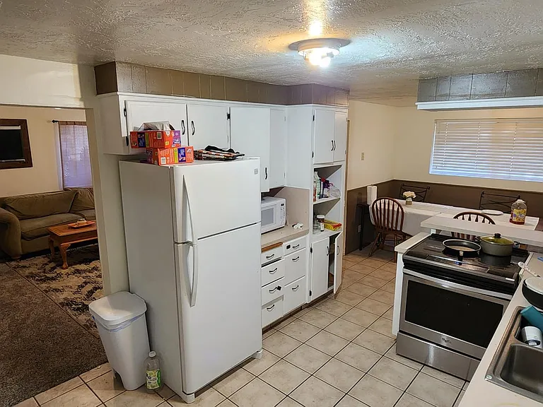 Upstairs kitchen and dining area