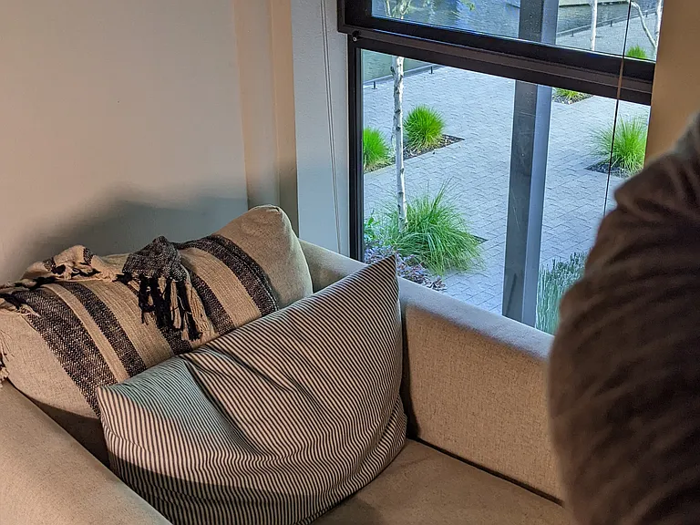 Reading nook at end of catwalk