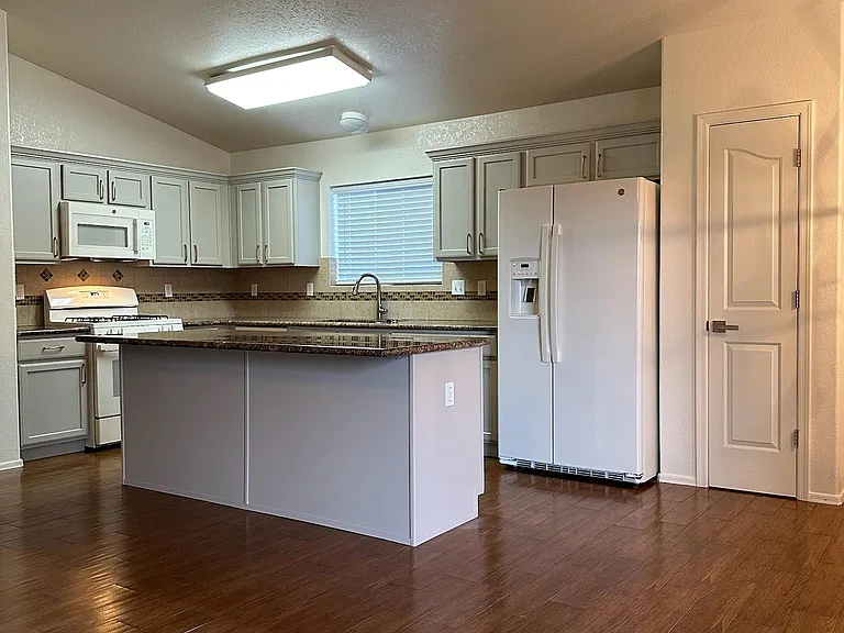 kitchen with refinished cabinets