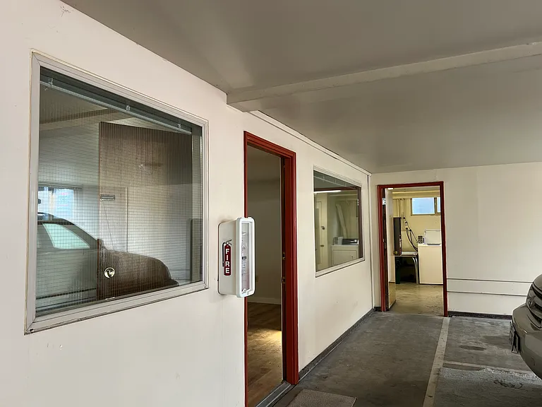 laundry room steps away and your large included storage locker is in laundry room