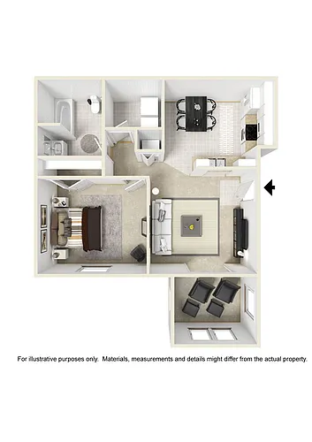 Floor plan One Bedroom (sunroom optional)