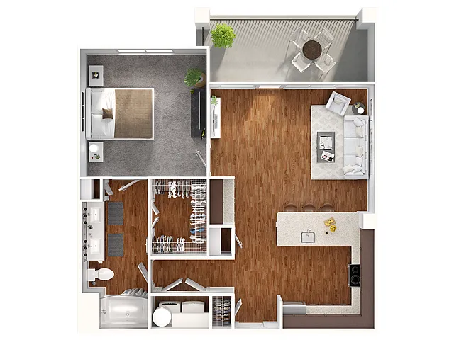 Floor plan 1 Bed, 1 Bath E