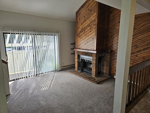 Wood burning fireplace and private patio