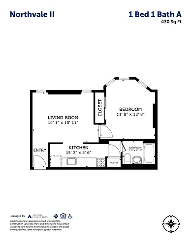 Floor plan 1 Bed 1 Bath A