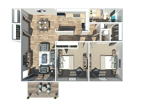 Floor plan 2 Bedroom 1 Bath