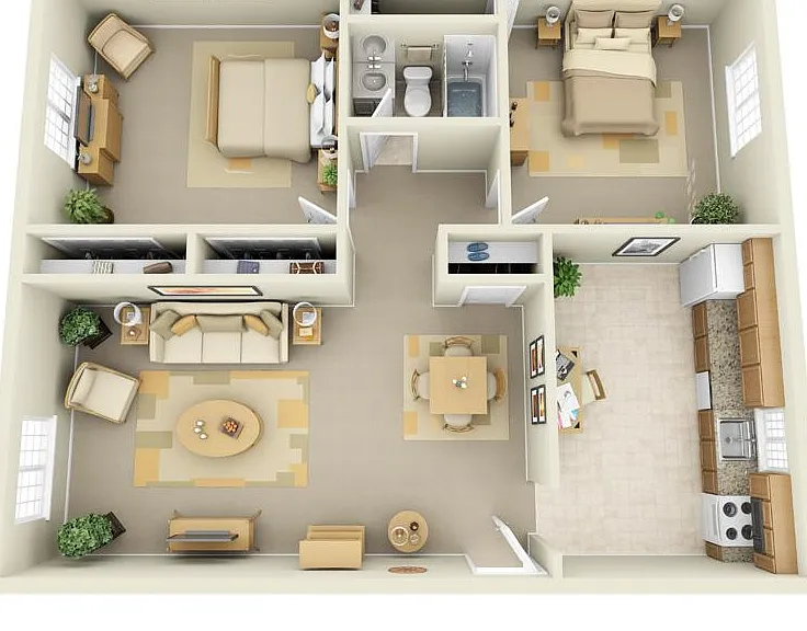 2 Bedroom/ 1 Bath 945 sq ft