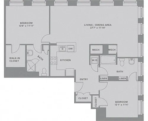 Floor plan 2 Bed/2 Bath-B12
