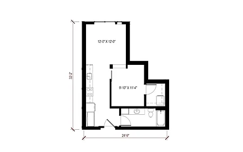 Floor plan Urban 1 Bedroom - U18