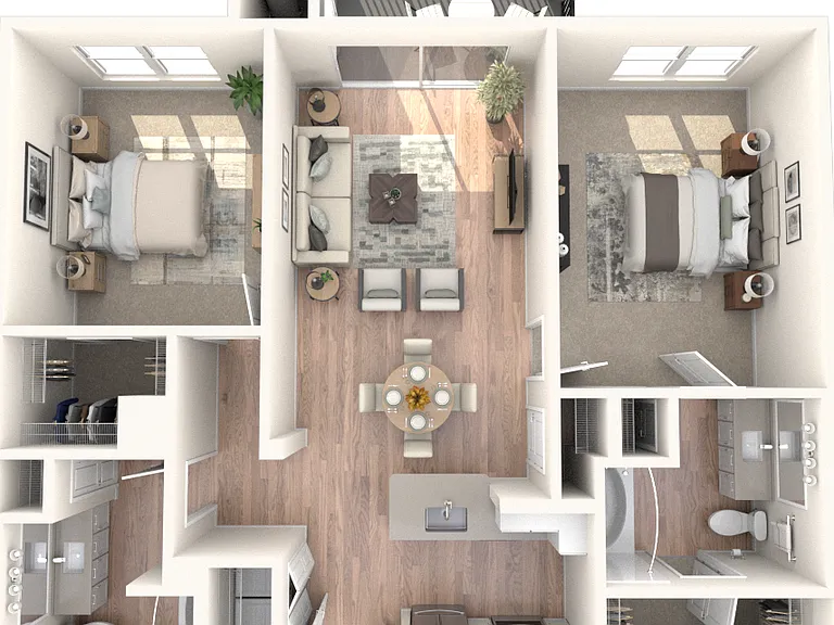 B1 1070 | 2 Bed | 2 Bath floor plan The Avens at Dedham Station