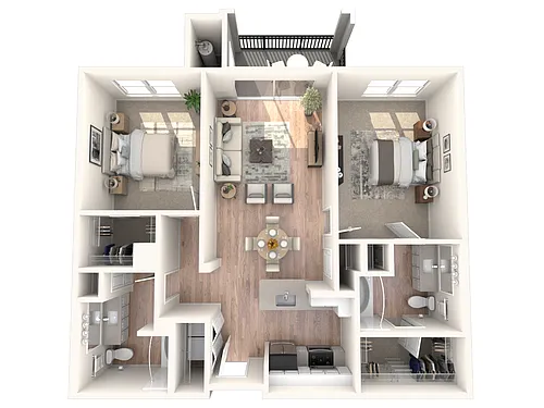 Floor plan B1 1070 | 2 Bed | 2 Bath