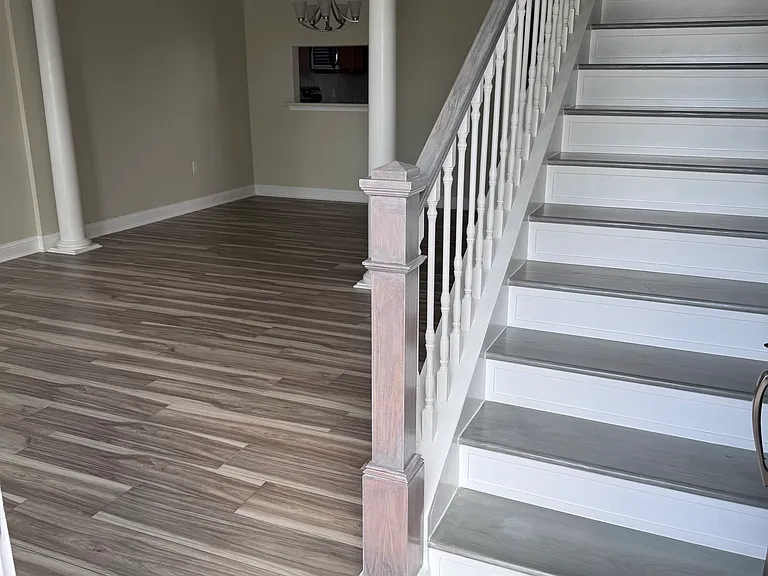 Entryway into living room and dining room.